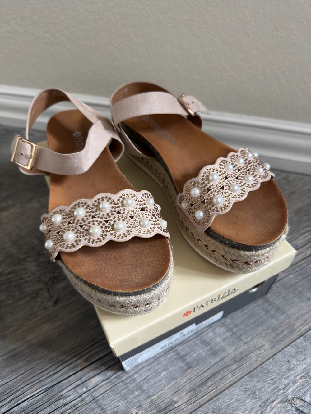 Patrizia Pearlianno Platform Beaded Embellished Espadrille Sandals